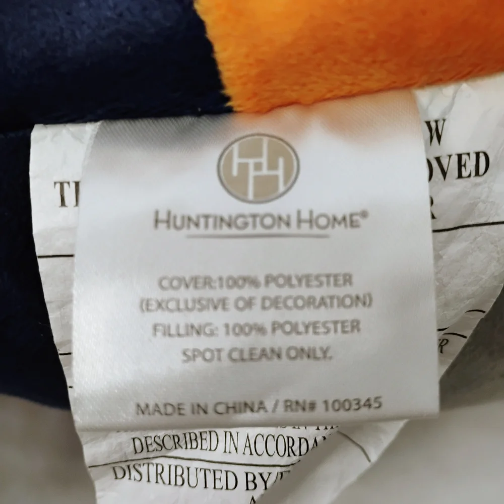 Huntington Home Rocket Ship Plush Pillows Set of 2 Space Theme‎ Navy Orange 17